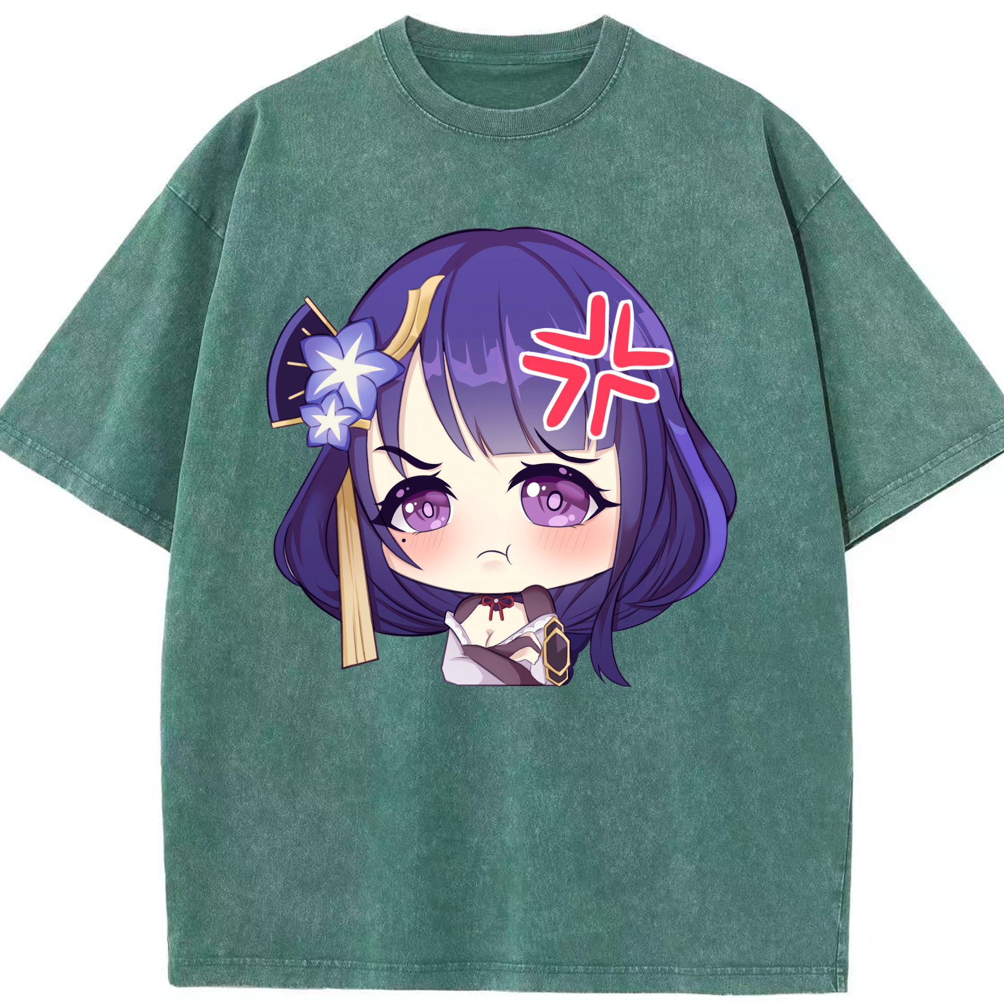 げんし神 雷電将軍 らいでんしょうぐん genshin Raiden Shogun 綿100% ヴィンテージ風 半袖Tシャツ（フロントプリント）